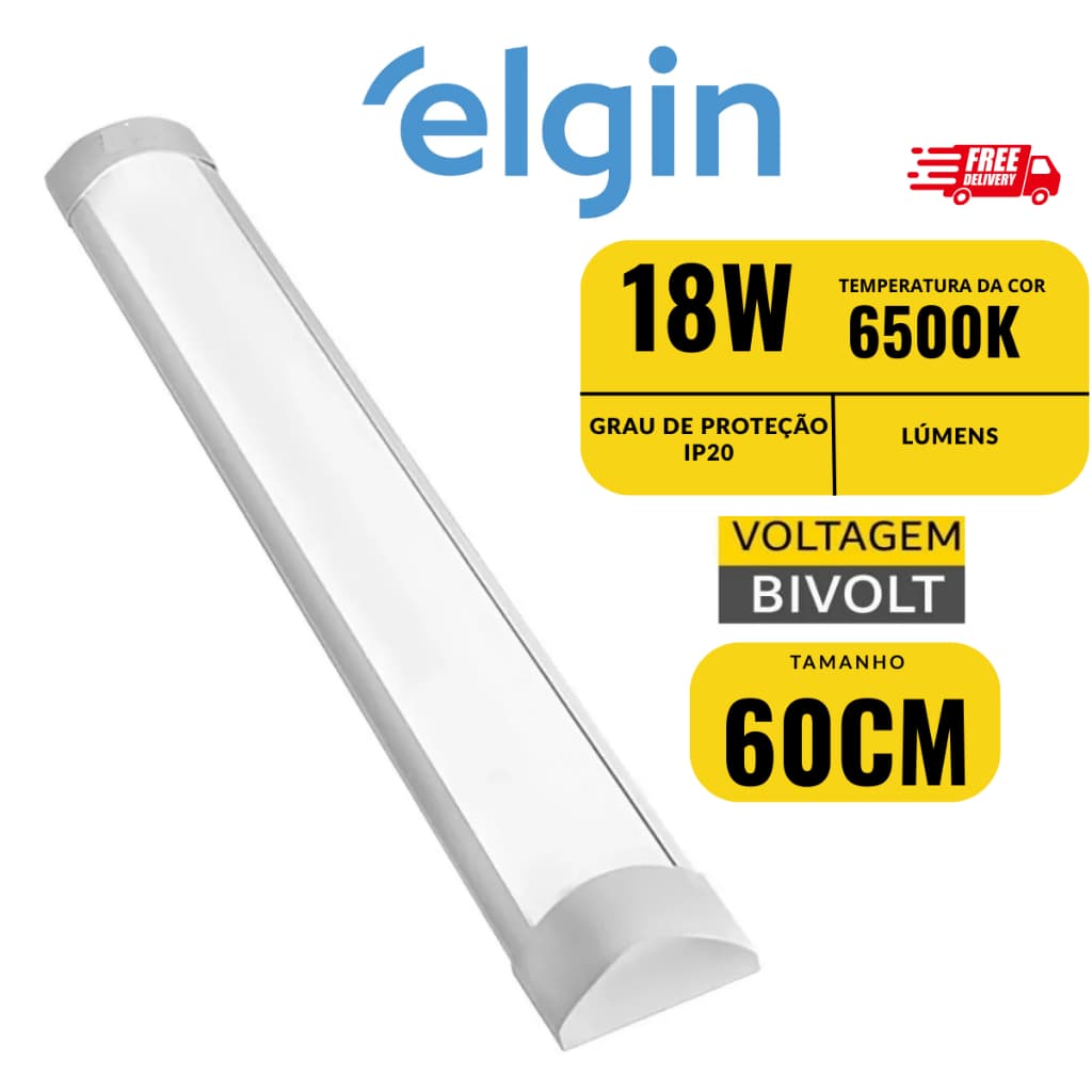 Luminária Led Sobrepor Slim Linear Sobrepor Led 18w 60cm 6500k