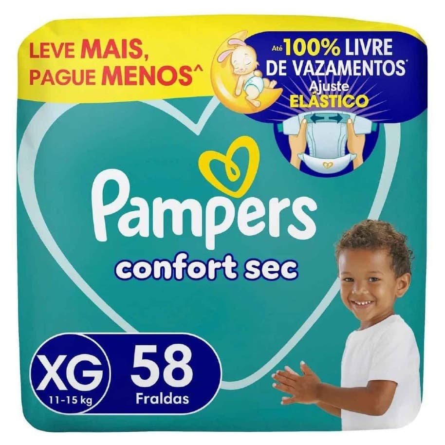 Fralda Descartável Pampers Confort Sec XG 58 Unidades Unissex