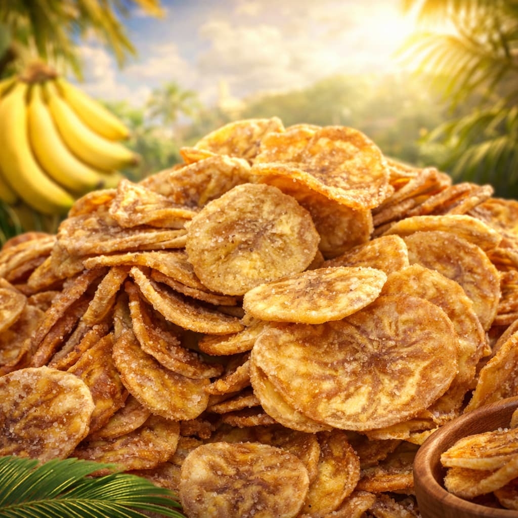 Banana Chips Crocante Doce | Banana Frita Natural Açucarada Snack Saudável 1kg - 3 kg,