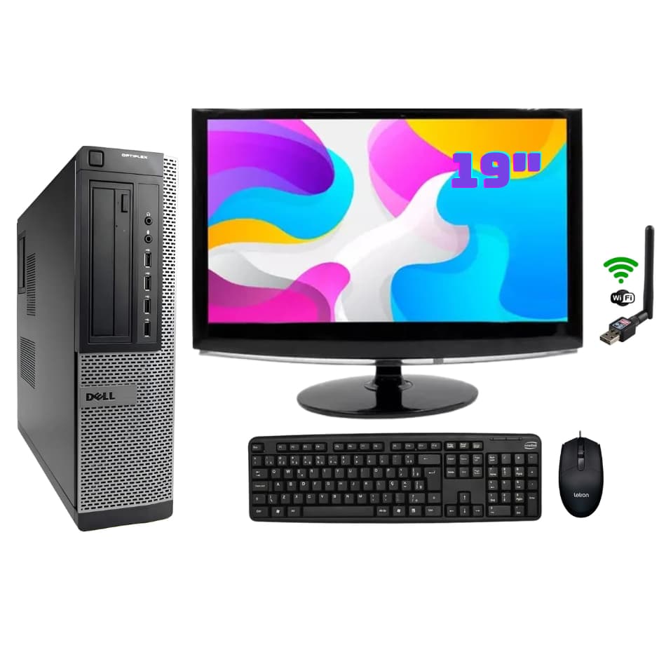 Computador Completo Dell 3010 Core i3 de 3ª Gr 8gb Ddr3 Hd 500gb Wifi Mouse Teclado Monitor 19 Wide