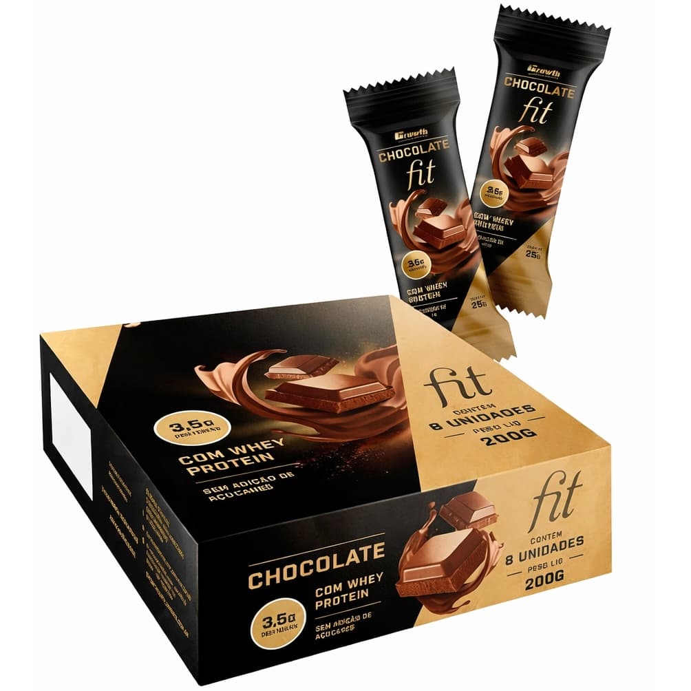 Chocolate com Whey Protein - 8 Unidades x 25g - Mercadoria com Procedência (Chocolate Proteico)
