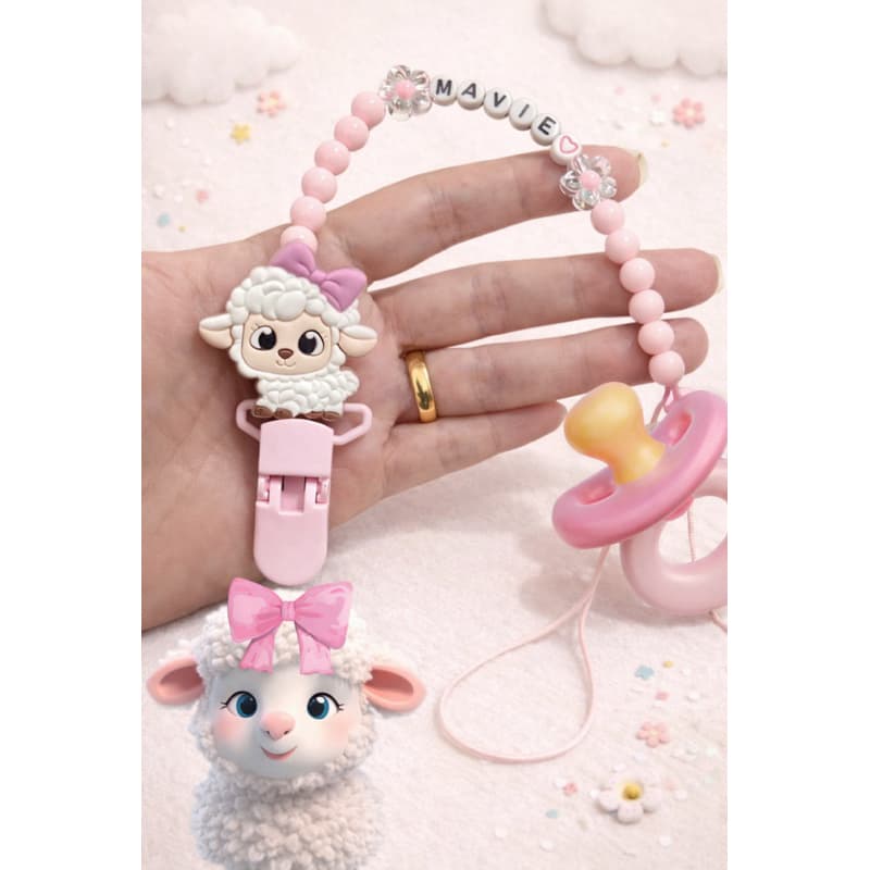 Prendedor de Chupeta personalizado com nome do bebê menina