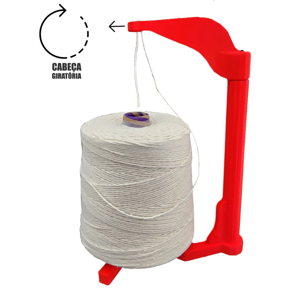 Suporte para Barbante de Crochê com Cabeça Giratória 360° | Para Cones até 1,5kg | Organizador Prático