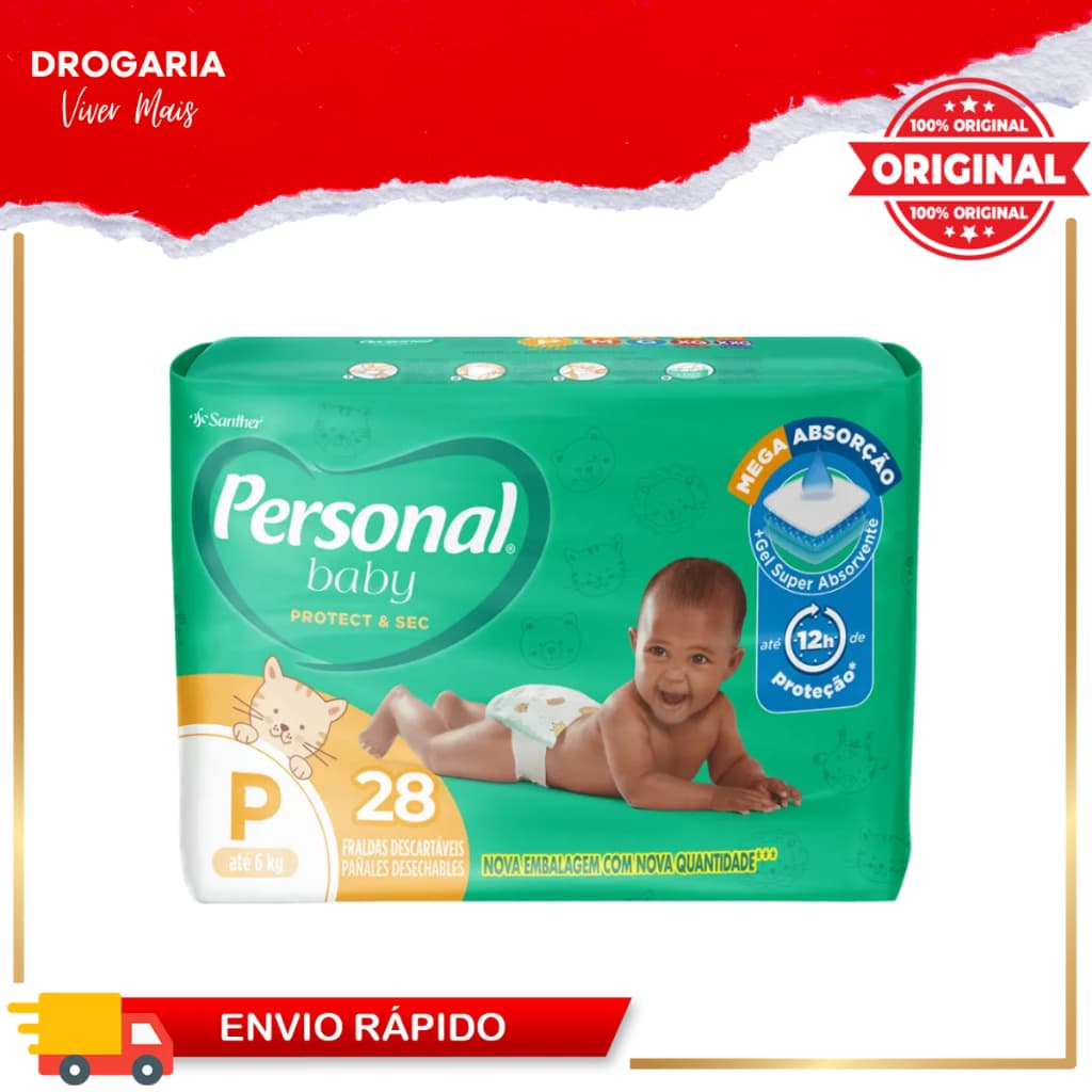 Fralda Personal Baby Soft & Protect P 28 Unidades (1, 2, 3 ou 4 Pacotes de Fraldas)