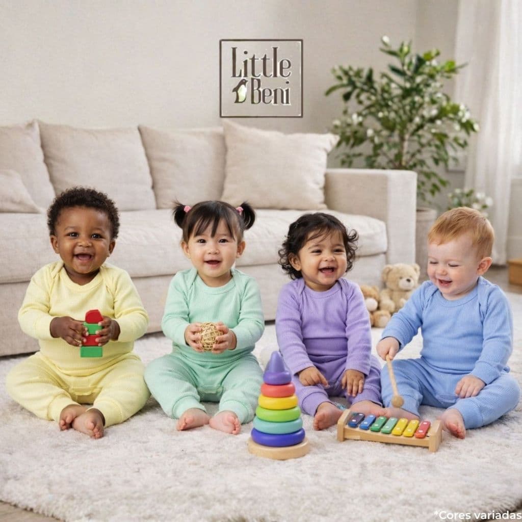 Kit 8 Peças Body e Calça Bebê Malha Canelada Menino e Menina (4 Conjuntos Body e Calça Bebê)