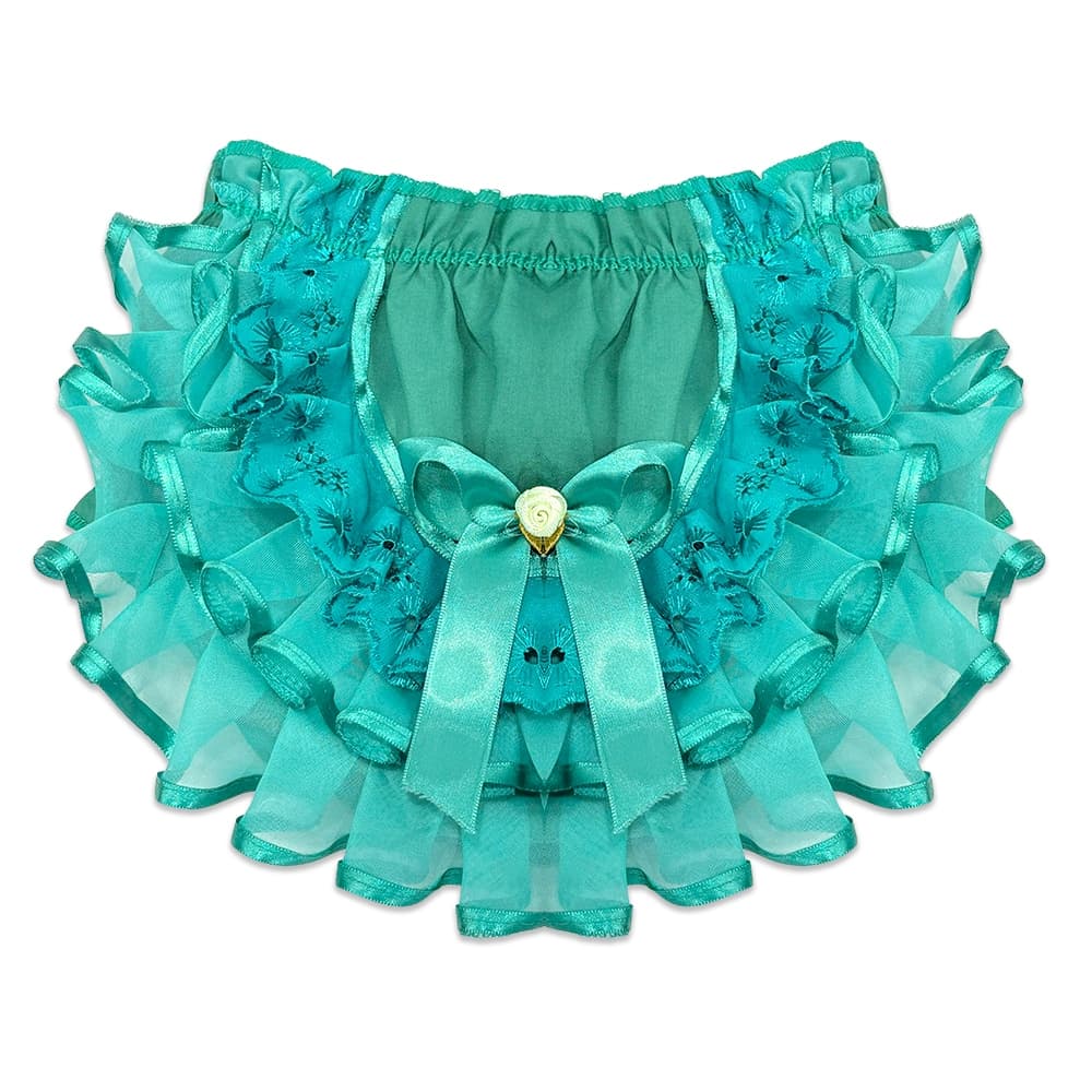 Kit 5 Calcinha Infantil Tapa Fralda com Babado Triplo em Organza e Acabamento em Cetim