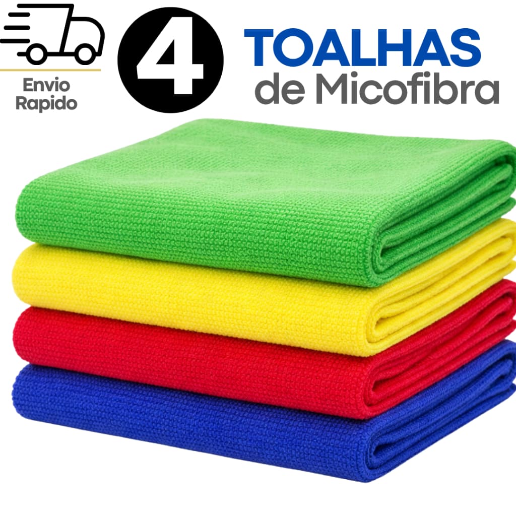 Kit 4 ou 2 Toalhas Microfibra Premium Multiuso Limpeza Carro Cozinha Vidros Sem Risco