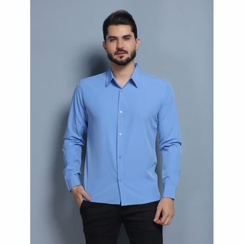 camisa social manga longa slim fit Microleve com elastano não amassa Tamanho P--G5