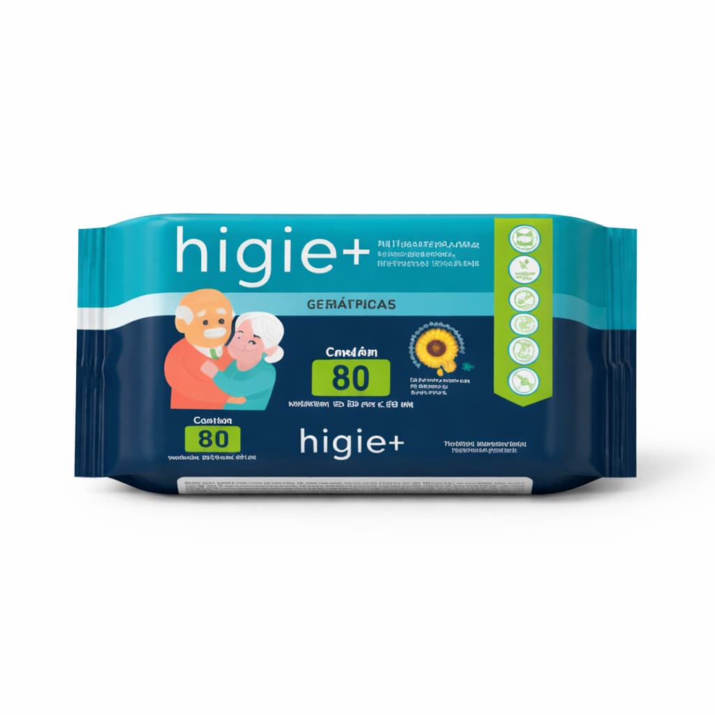 Lenço Umedecido Geriátrico Higie+ 80 Folhas Hipoalergênico