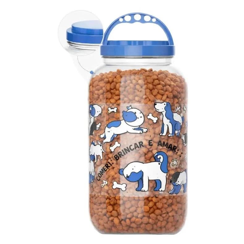 Kit Pote Porta Racao Cachorro e Gato Transparente com Alça