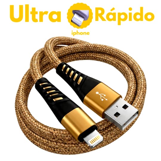 KIT 2 CABO CARREGADOR USB IPHONE ULTRA RÁPIDO 2 METROS RESISTENTE NYLON ANTI QUEBRA