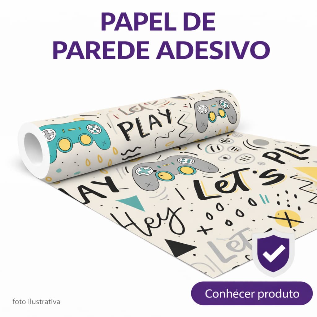 Papel de Parede Para Quarto Gamer Adesivo Lavável Video Game Infantil Menino Controle Play