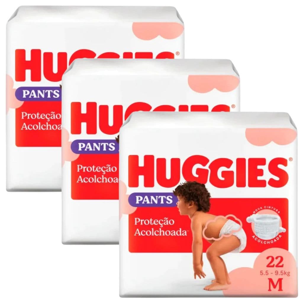Fralda Huggies Paints (Shortinho) Cintura Acolchoada - 3 Pacotes