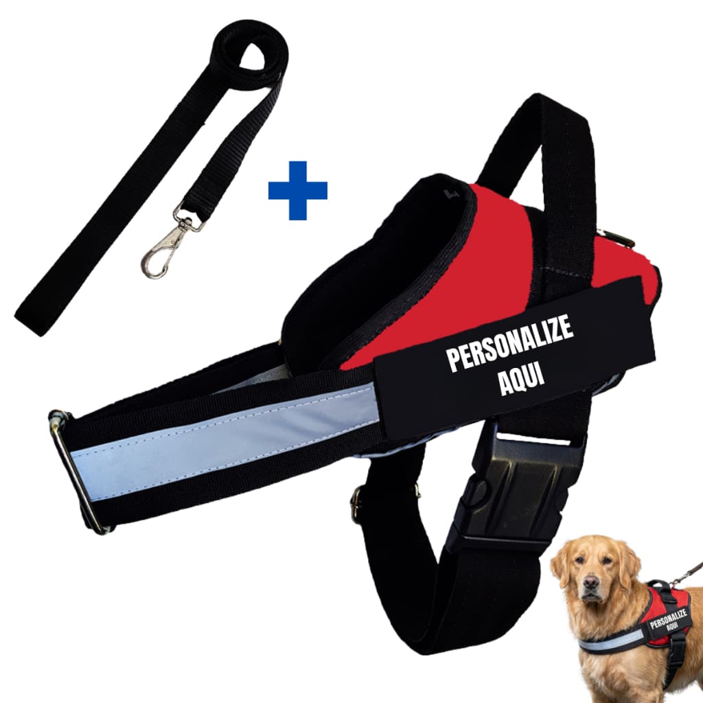 Peitoral Colete Personalizado Refletivo Para Cachorro Com Nome Telefone e Guia