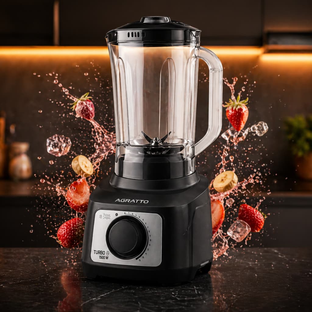 Liquidificador Turbo 1200W Agratto 3,2L Potente, Performance, 6 Lâminas Inox Multifuncional vitamina