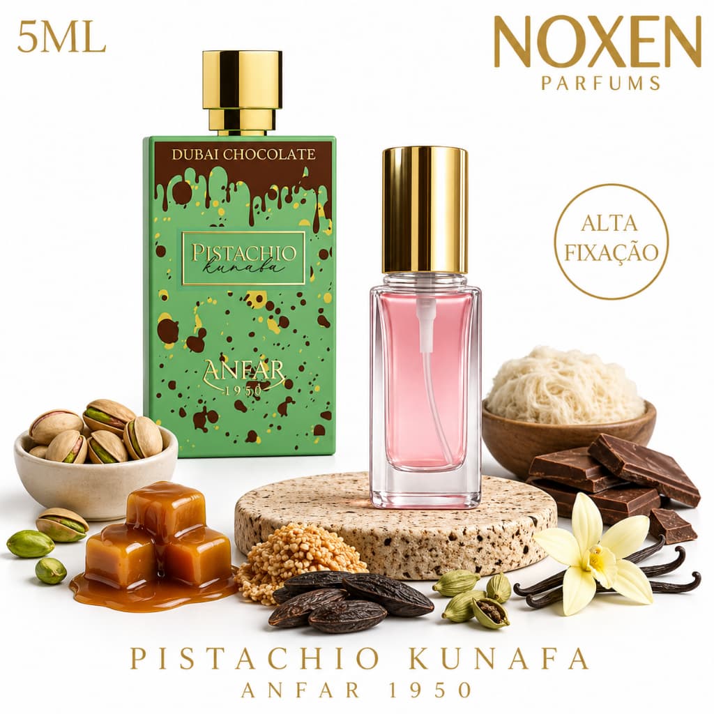 Perfume Feminino 5ml Premium Vidro Spray Pistachio Kunafa Doce Diferente Importado