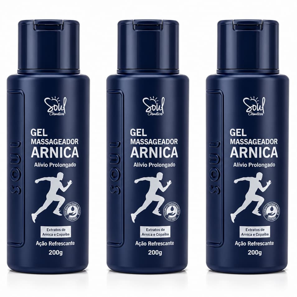 Kit 3 Gel Massageador Arnica - Extra Forte Refrescante Alivio Muscular Corporal 200g