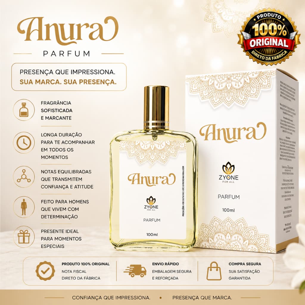 Perfume Anura Feminino Zyone Árabe Alta Fixação Essência Importada Parfum