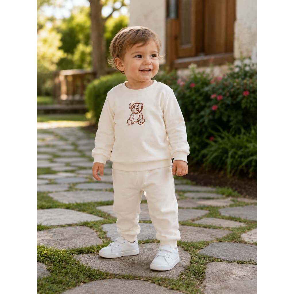 Conjunto Moletom Infantil Peluciado | Casaco Moletom com Estampa de Urso + Calça Moletom Zupa Zuka