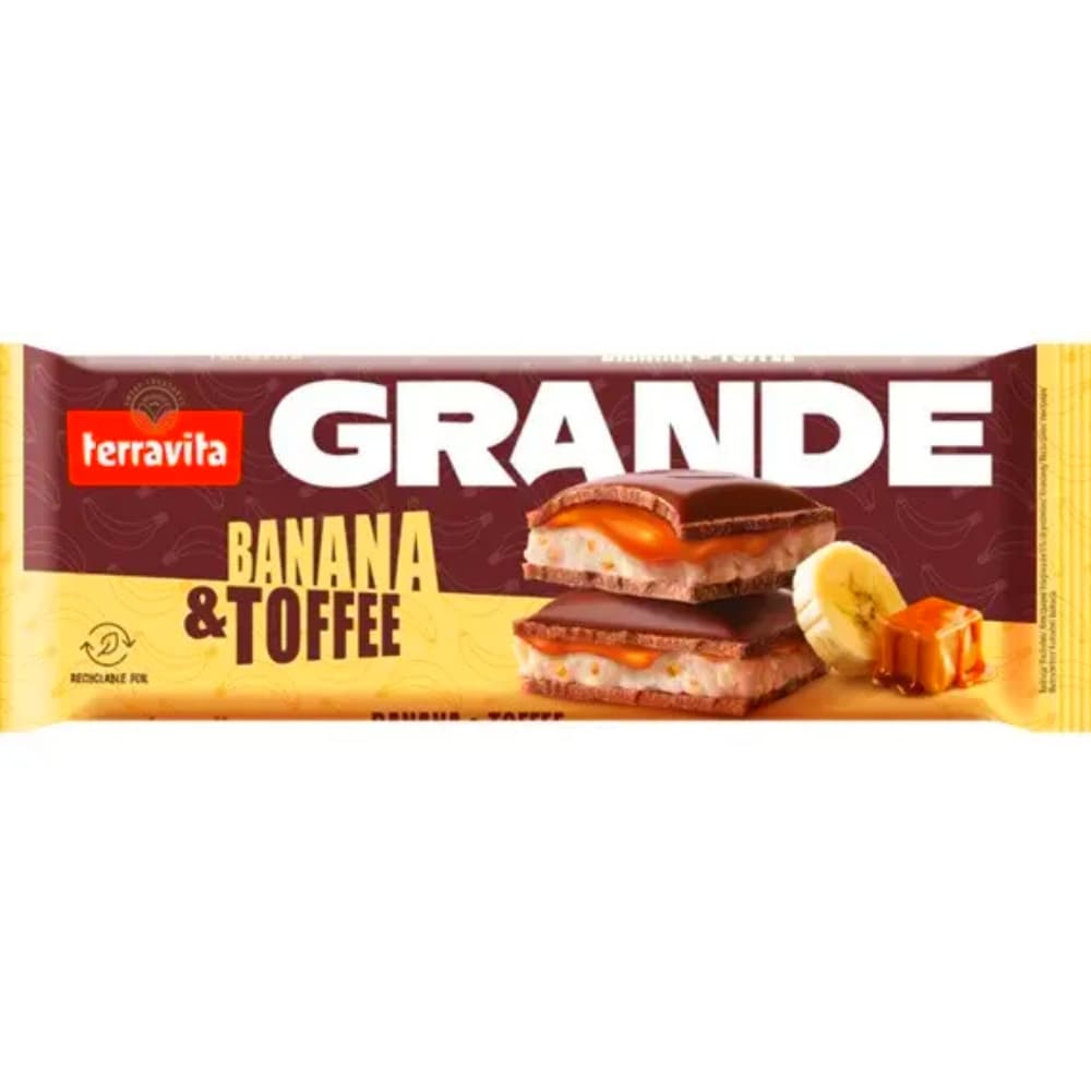 Chocolate Terravita Grande, Banana e Toffee, 235g - Importado da Polônia