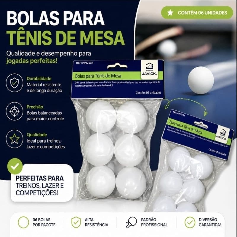 Bolinha de Ping Pong Kit Com 6 12 18 e 24 Bolinhas Alta Resistencia Para Treino e LazerBola Tenis de Mesa