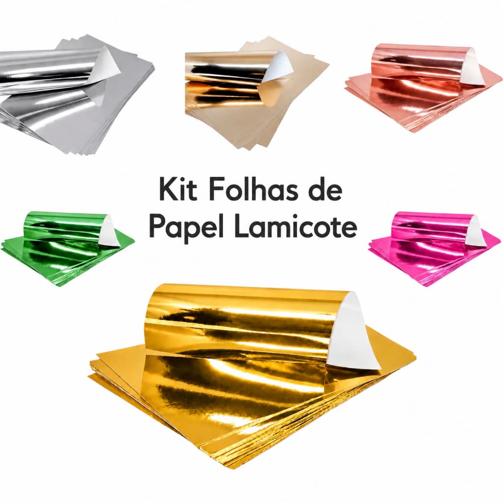 Kit Papel Lamicote 10 a 50 Folhas A4 Metalizado 250g Cores Variadas Para Apliques Decoração