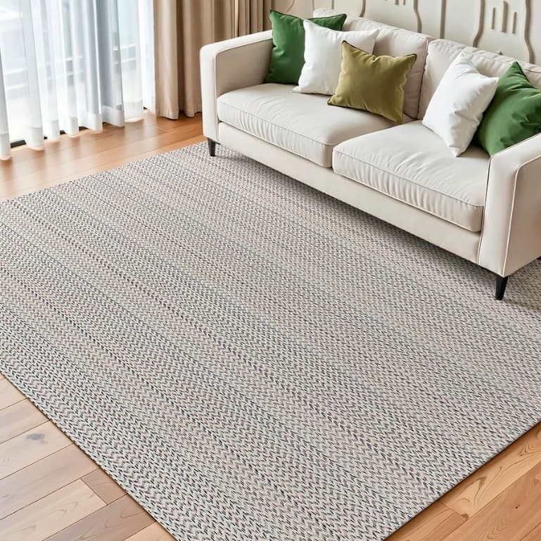 Tapete Sala Algodão Artesanal 2,00m x 1,40m Antiderrapante Cru Colorido Decoração Natural Chevron