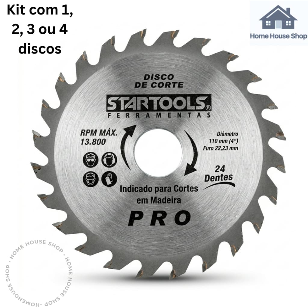 Disco de Corte para Madeira 110mm Furo 22mm para Esmerilhadeira, Lâmina Circular para Cortar Madeira com Segurança e Pre