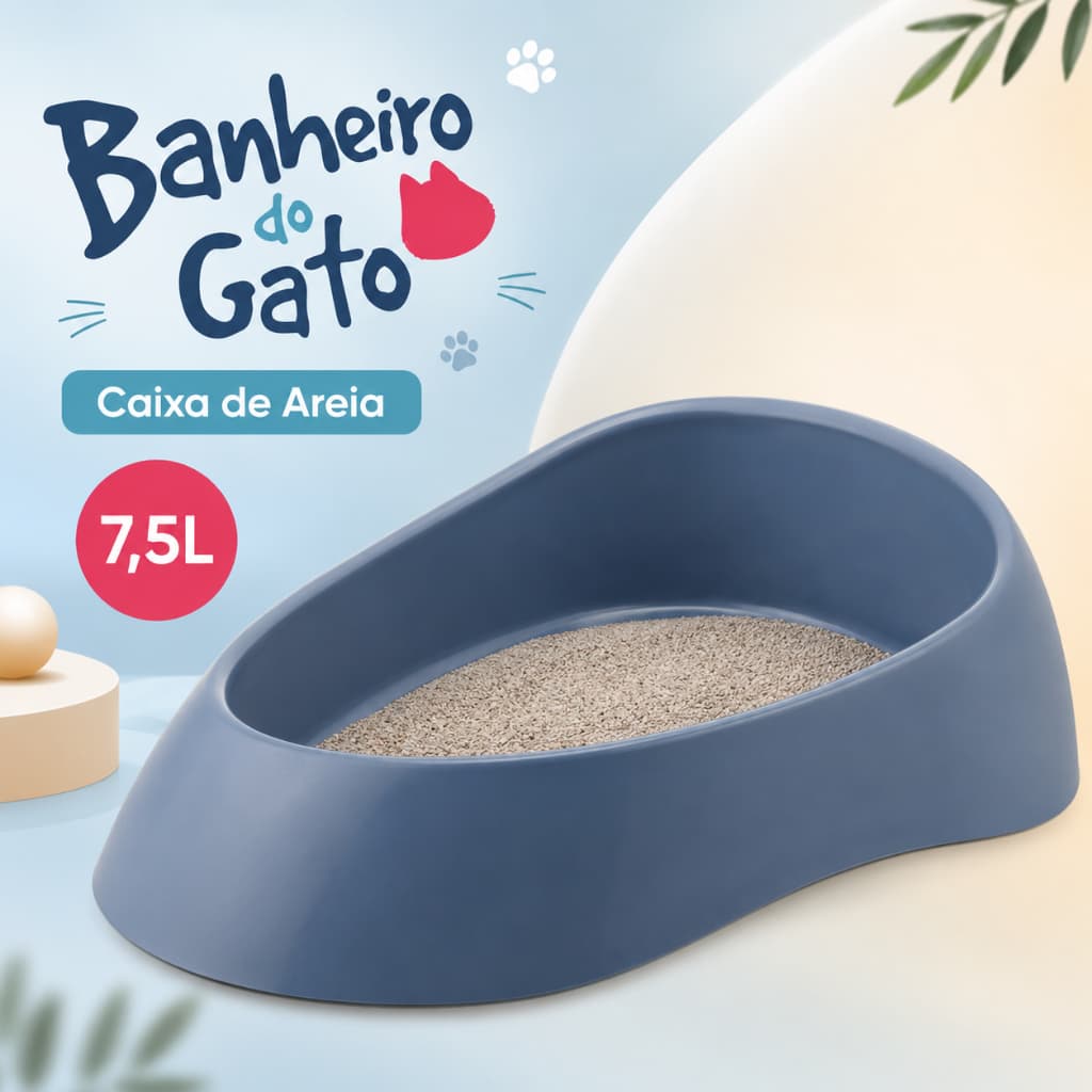 Caixa de Areia para Gato Banheiro Pet Bandeja Sanitária Limpeza Uso Diário