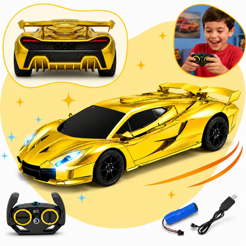 Carrinho de Controle Remoto Recarregável Super Carro Modelo Ferrari Lambo Bugatti Esportivos Kizumba