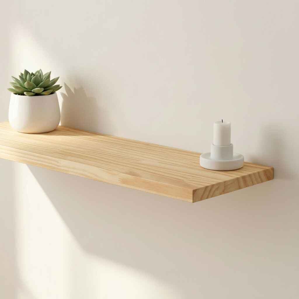 Prateleira Flutuante Pinus Maciça Sem Nós 60x20 Suporte Invisível Parede Decorativa Sala Quarto