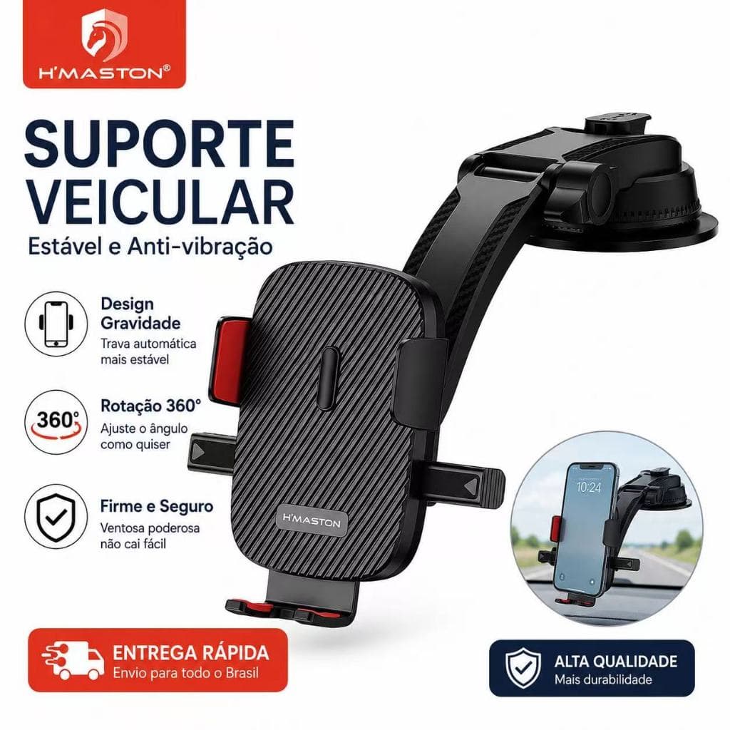 Suporte Veicular Para Celular GPS Magnético Para Carro Estável e Anti-Vibração Original Hmaston CJ79