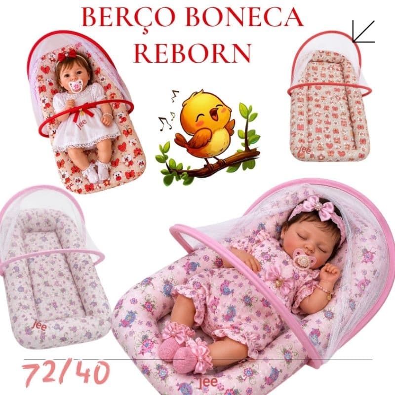 BERÇO MOSQUITEIRO BONECA. REBORN  BRINQUEDO MENINAS ÓTIMA OPÇÃO DE PRESENTE