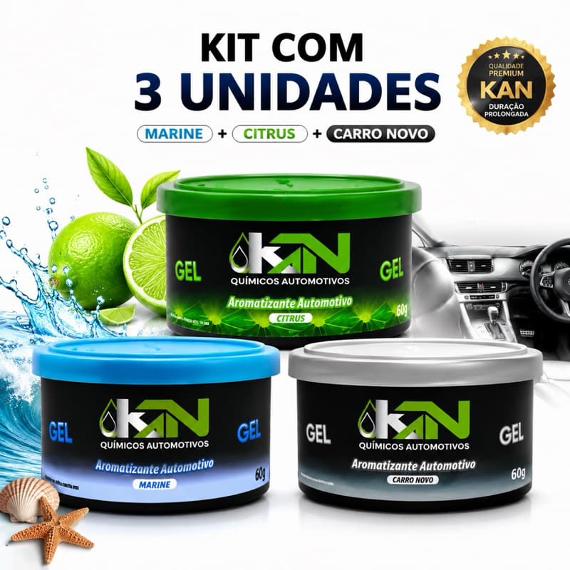 Cheirinho Para Carro Kit Com 3 Aromatizantes Automotivos Gel KAN