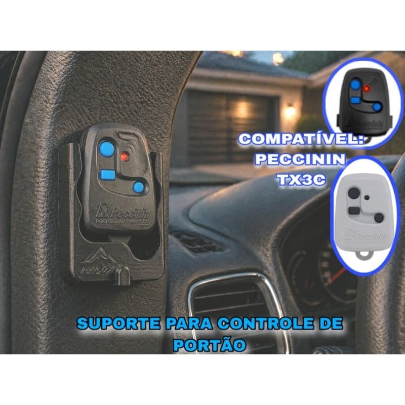 Suporte para Controle de Portão para carro compatível com modelo TX3C Peccinin / Suporte Controle Portão / Organizador