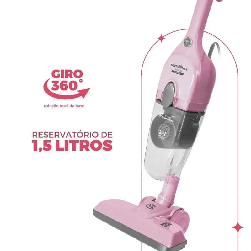 Aspirador de Pó Rosa Vertical Britânia 2 em 1 1400w