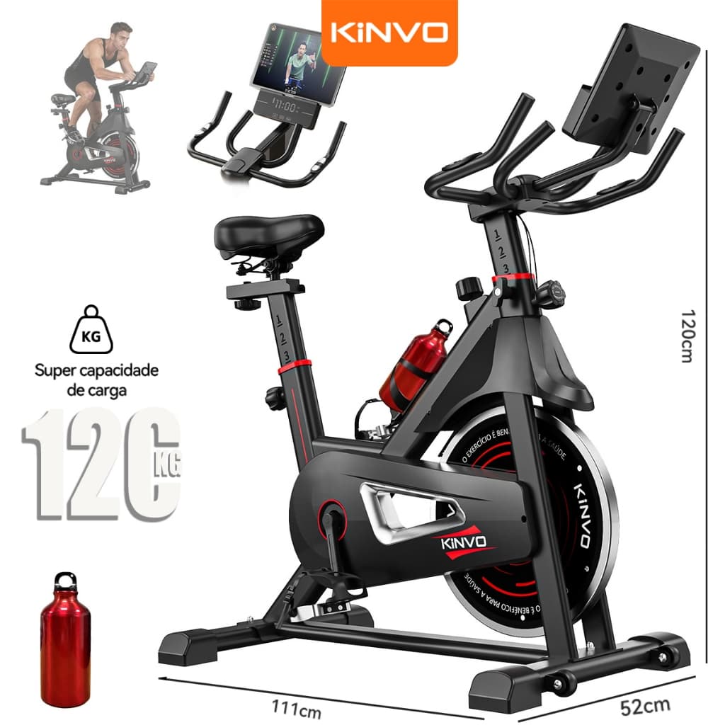 KIVNO Bicicleta Ergométrica Spinning Profissional para Academia e Fitness Suporta até 120kg