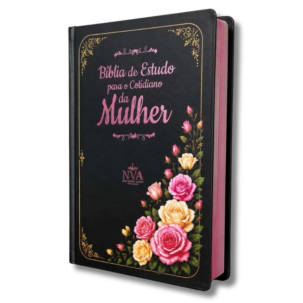 Bíblia De Estudo Para O Cotidiano Da Mulher Nva Capa Dura Preta Floral