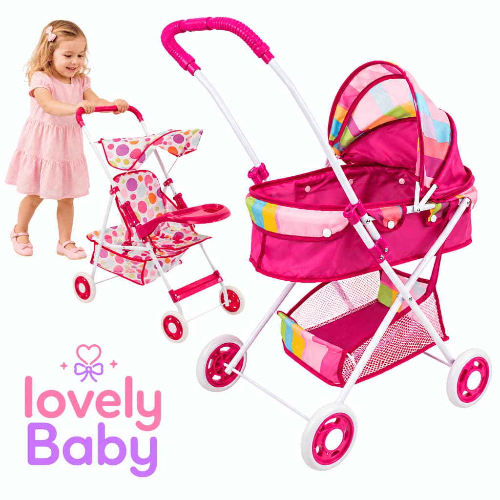Carrinho De Bonecas Infantil Bebê Reborn Menina Grande Baby Luxo Dobrável Bebê