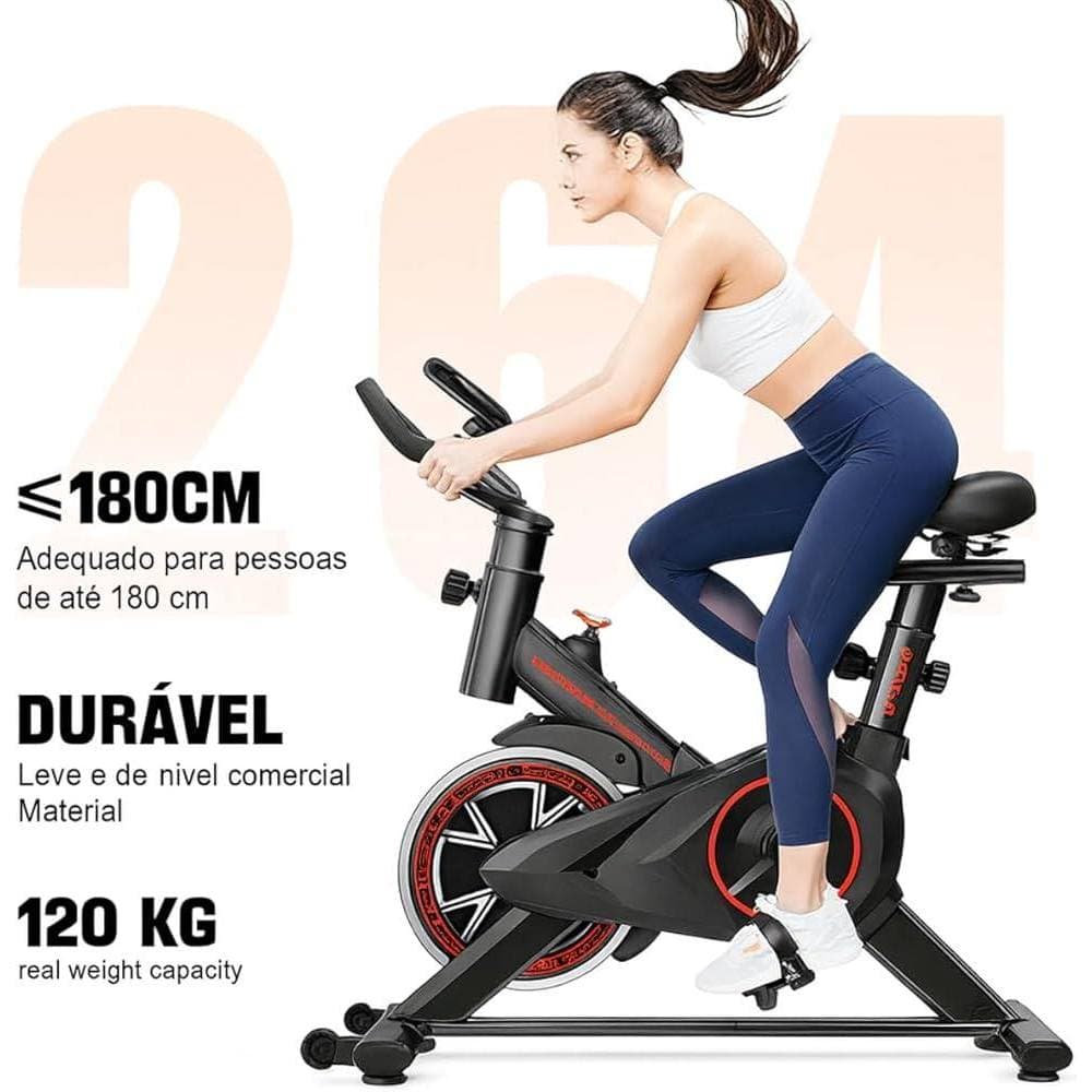 Bicicleta Ergométrica Doméstica Silenciosa 15kg - Spinning Mecânica Suporta Até 150kg Para Apartamento
