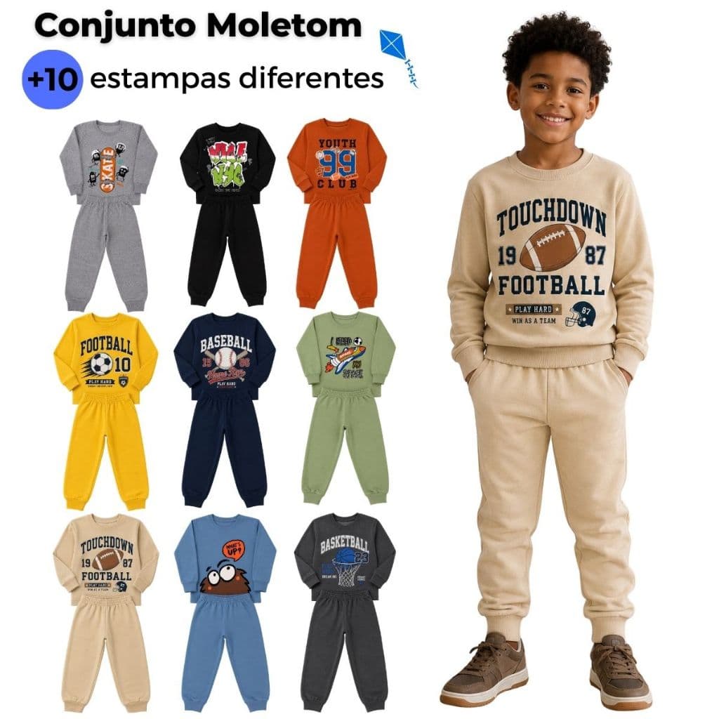Kit Conjunto 6 ou 10 Peças Moletom Roupa De Bebê Menino Infantil Inverno Masculino Roupa Conjunto Frio Agasalho