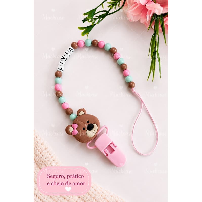 Prendedor de Chupeta Personalizado com Nome do Bebê | Silicone  | Porta Chupeta