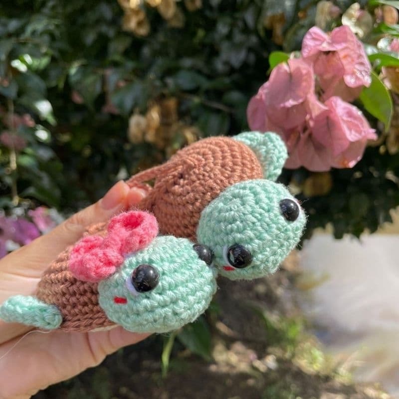 Chaveiro Casal Tartaruga Amigurumi Crochê – Kit 2 Unidades Presente Namorados