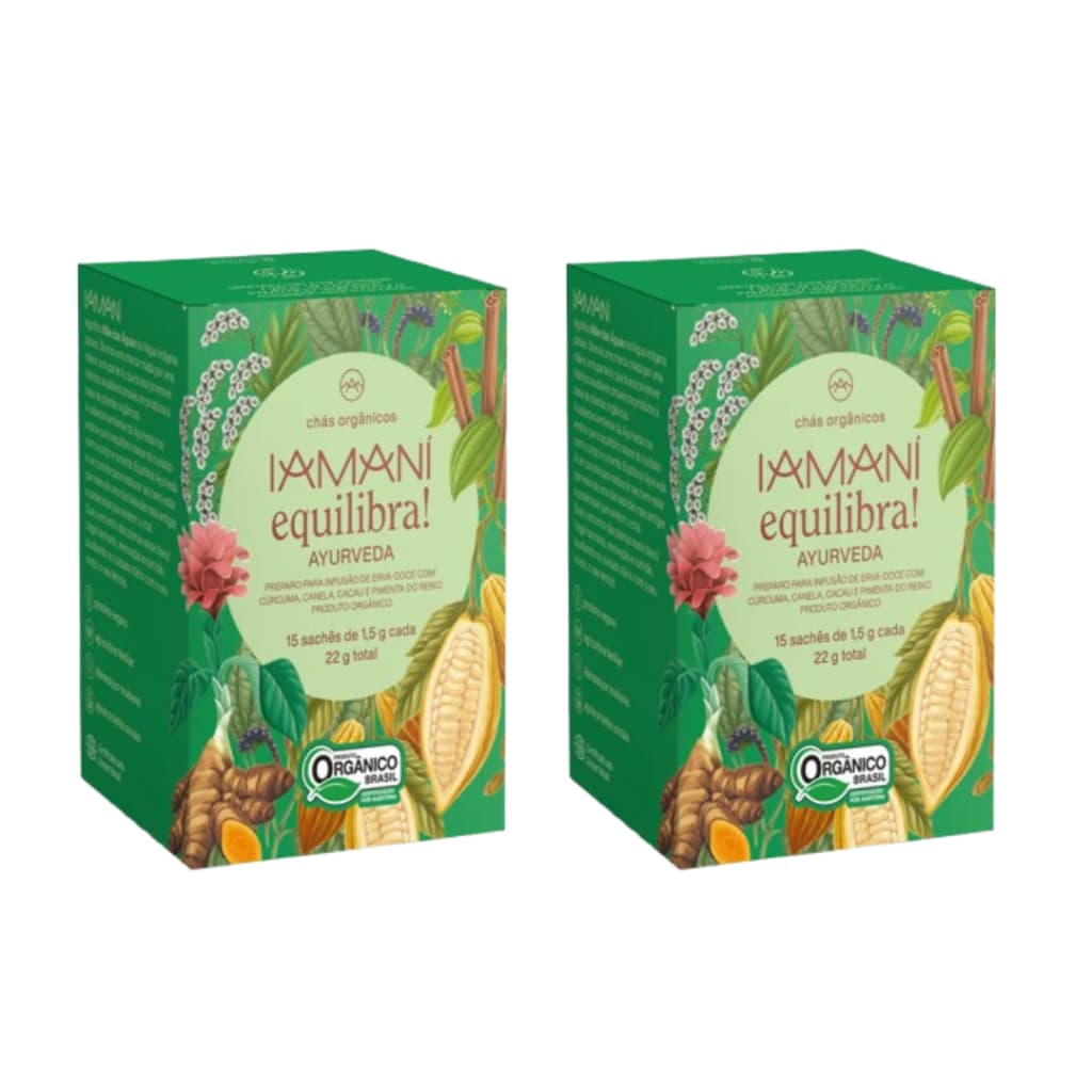 Kit 2 Chá Orgânico Equilibra Ayurveda Iamaní 15 sachês - total 45g