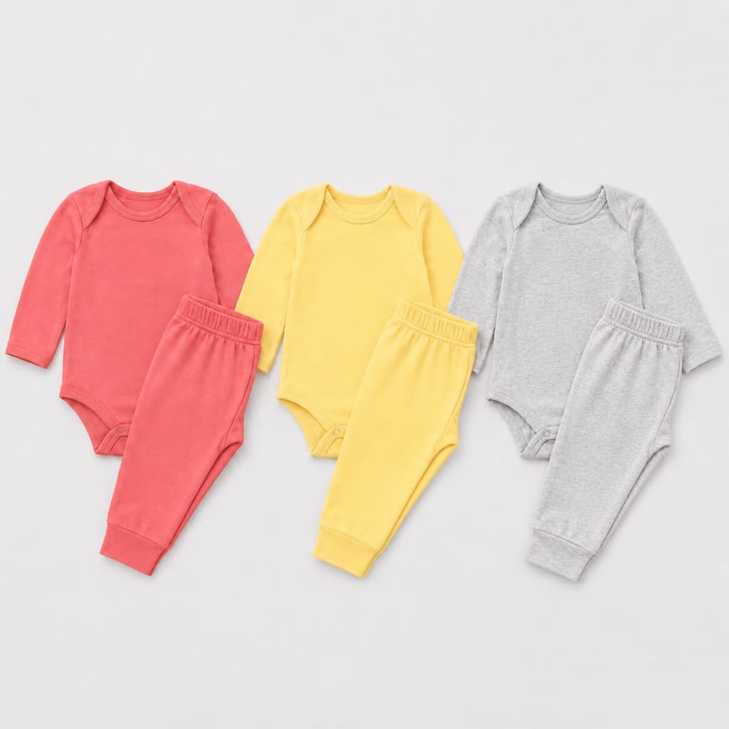 Conjunto Infantil Bebê Menino ou Menina Body Longo + Calça Mijão em Algodão P ao 3 anos Enxoval