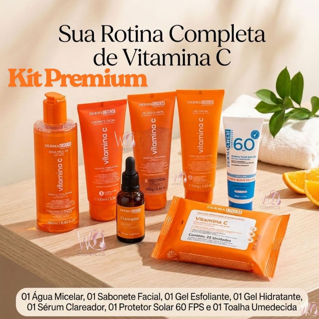 Kits Skincare Vitamina C Anti-idade Sérum Clareador Protetor Facial Limpeza Pele Hidratante Bruma