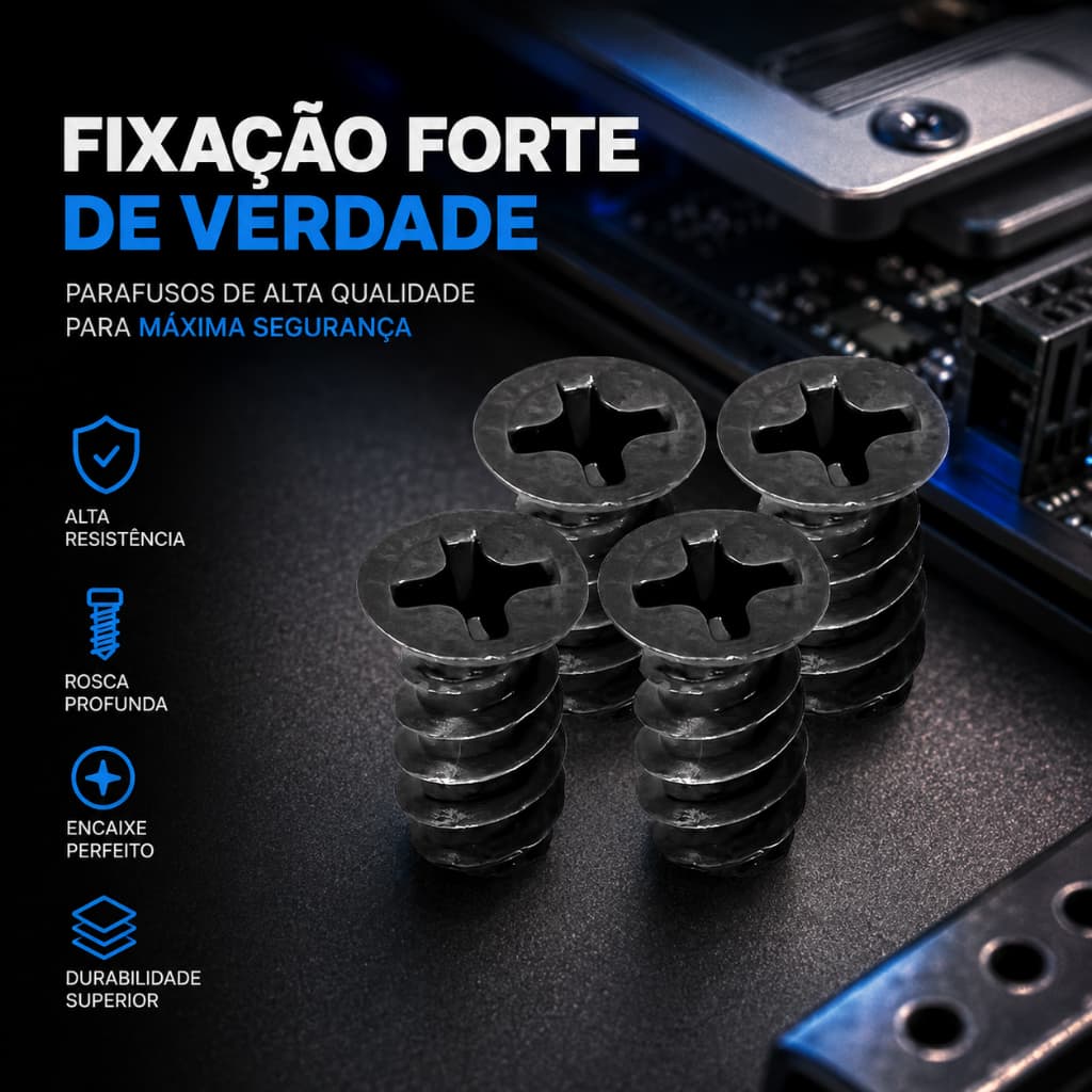 PARAFUSO COOLER FAN, FIXAÇÃO EM COMPUTADORES GAMER OU HOME OFFICE
