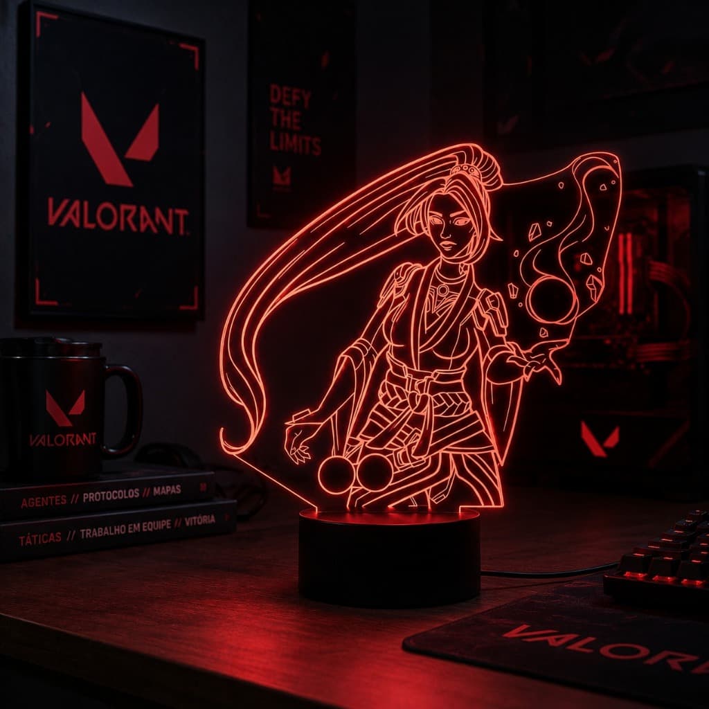 Luminária Led 3d | Sage Valorant | Abajur Presente Criativo Decoração Multicores