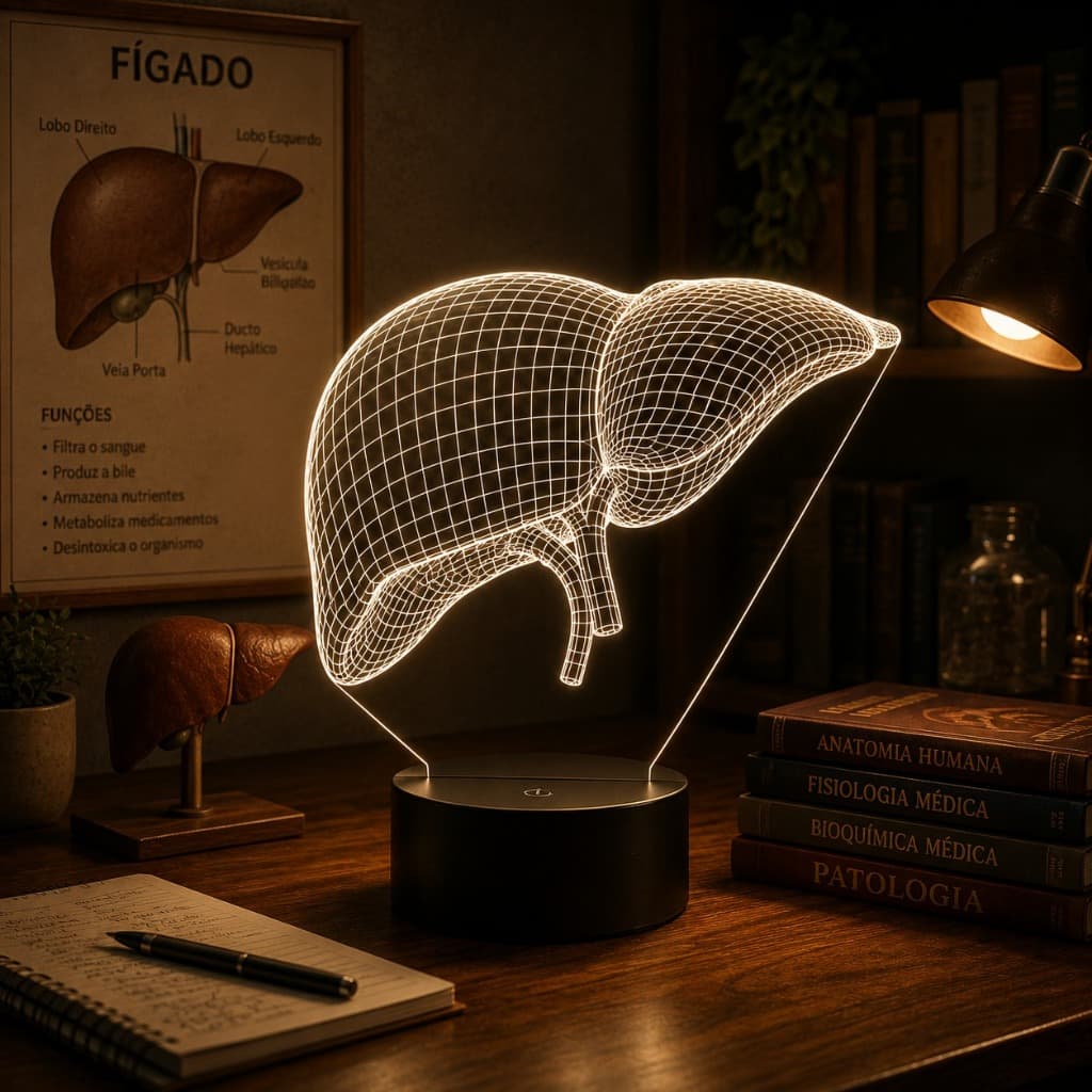 Luminária Led 3d | Fígado Hepatologista Médico | Abajur Presente Criativo Decoração Multicores