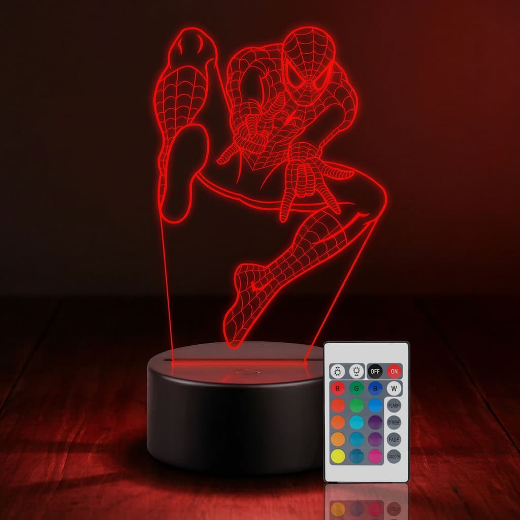 Luminária Led 3D Homem Aranha Herói 1 Presente Criativo Decoração